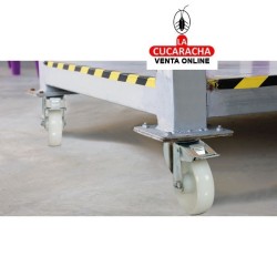 RUEDA NYLON BLANCO CON PLETINA Y FRENO MODELO 2550.