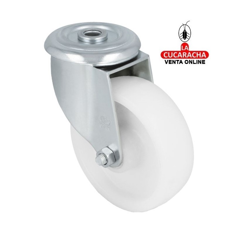 RUEDA NYLON BLANCO CON AGUJERO MODELO 2551.