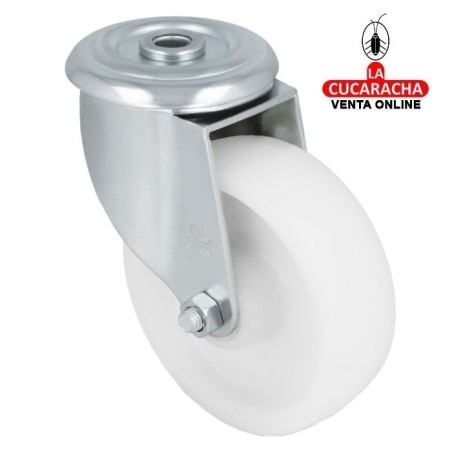 RUEDA NYLON BLANCO CON AGUJERO MODELO 2551.