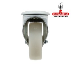 RUEDA NYLON BLANCO CON AGUJERO Y FRENO MODELO 2551.