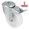 RUEDA NYLON BLANCO CON AGUJERO Y FRENO MODELO 2551.