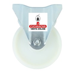 RUEDA NYLON BLANCO CON PLETINA FIJA MODELO 2552.