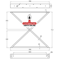 PATA DE MESA ACERO EN ASPA NEGRO MATE MODELO 2405.