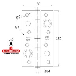 BISAGRA SEGURIDAD ACERO CANTO CUADRADO PUERTAS ENTRADA MODELO 565.