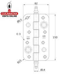 BISAGRA SEGURIDAD ACERO CANTO REDONDO PUERTAS ENTRADA MODELO 566-566E.