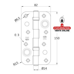 BISAGRA SEGURIDAD ACERO CANTO REDONDO PUERTAS ENTRADA MODELO 569.