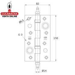 BISAGRA SEGURIDAD LATON CANTO CUADRADO PUERTAS ENTRADA MODELO 567.