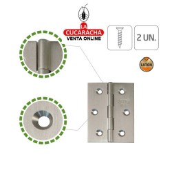 BLISTER 2-BISAGRA PUERTAS FIJA LATON CANTO CUADRADO MODELO 1002.
