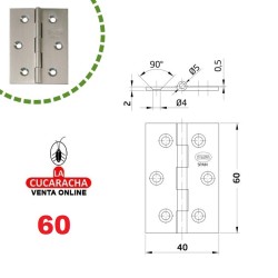 BLISTER 2-BISAGRA PUERTAS FIJA LATON CANTO CUADRADO MODELO 1002.