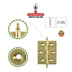 BLISTER 2-BISAGRA PUERTAS FIJA LATON CANTO CUADRADO Y REMATE MODELO 1003.