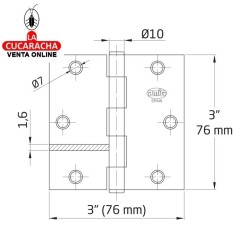 PAR 2-BISAGRA PUERTAS DESMONTABLE ACERO CANTO CUADRADO SIN REMATE MODELO 1010.