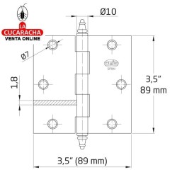 BISAGRA PUERTAS DESMONTABLE ACERO CANTO CUADRADO CON REMATE MODELO 1011.