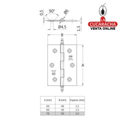 BISAGRA PUERTAS FIJA ACERO INOX CANTO CUADRADO CON REMATE MODELO 2003.