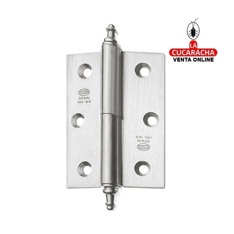 BISAGRA PUERTAS DESMONTABLE ACERO INOX CANTO CUADRADO CON REMATE MODELO 2007.