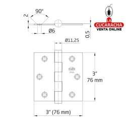 PAR 2-BISAGRA PUERTAS DESMONTABLE ACERO INOX CANTO CUADRADO REMATE PLANO MODELO 2010.