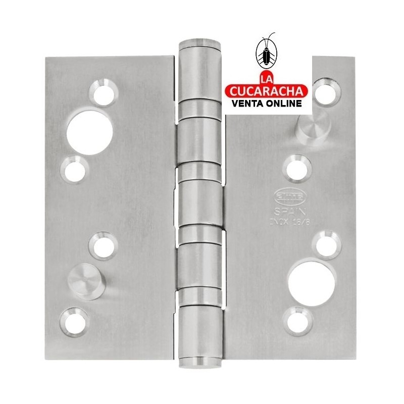 PAR 2-BISAGRA PUERTAS FIJA ACERO INOX TETONES CANTO CUADRADO REMATE PLANO MODELO 2011.