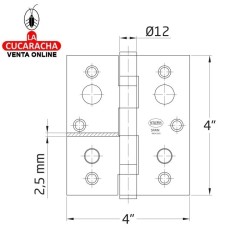 PAR 2-BISAGRA PUERTAS FIJA ACERO INOX TETONES CANTO CUADRADO REMATE PLANO MODELO 2011.