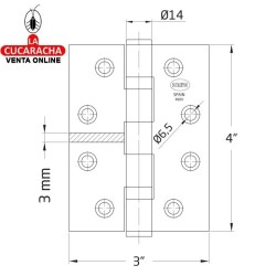 PAR 2-BISAGRA PUERTAS DESMONTABLE ACERO INOX CANTO CUADRADO REMATE PLANO MODELO 2012A.