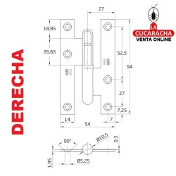 BLISTER 2-PERNIO PUERTAS ACERO CANTO CUADRADO SIN REMATE MODELO 403.