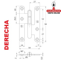 PERNIO PUERTAS ACERO CANTO REDONDO SIN REMATE CUERO MODELO 405C.