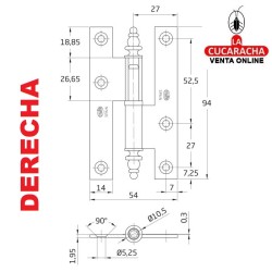 PERNIO PUERTAS ACERO CANTO CUADRADO CON REMATE MODELO 406.