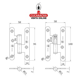 PERNIO PUERTAS ACERO INOX CANTO REDONDO CON REMATE PLANO MODELO 409.