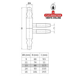PERNIO PUERTAS ACERO LATONADO BARNIZADO TIPO PIPA CON REMATE MODELO 50.