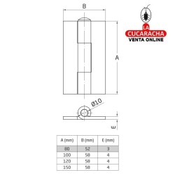 BISAGRA SOLDAR ACERO PULIDO DE LIBRO DESMONTABLE PUERTAS CARPINTERIA METALICA MODELO 20.