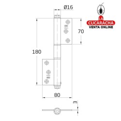 BLISTER PERNIO BISAGRA CIERRE AUTOMATICO PUERTA MUELLE SIMPLE ACCION CANTO CUADRADO MODELO 100.