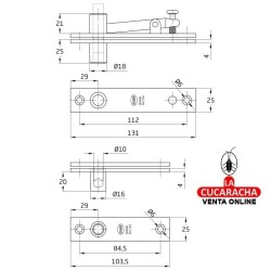 JUEGO BISAGRAS PUERTAS PIVOTANTES DE MADERA MODELO PIVOT01.