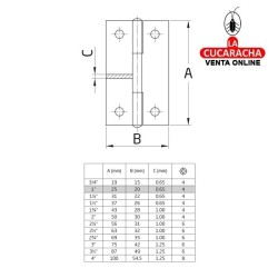 BLISTER-BISAGRA ESTRECHA ACERO ZINCADO MULTIUSOS MODELO 5005.