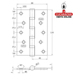 BISAGRA FIJA ACERO PUERTAS CANTO CUADRADO SIN REMATE MODELO 5008.