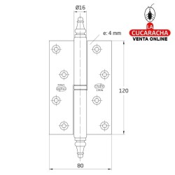 PERNIO LATON PERFIL LAMINADO CANTO CUADRADO CON REMATE MODELO 415.