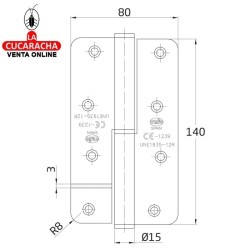 PERNIO ACERO INOX CANTO REDONDO REMATE PLANO MODELO 429CE.