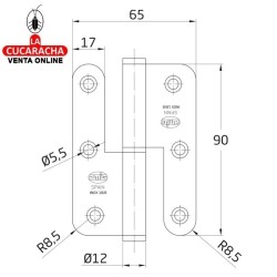 PERNIO ACERO INOX CANTO REDONDO REMATE PLANO MODELO 427.