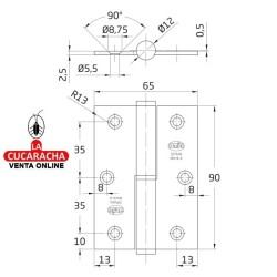 PERNIO ACERO CANTO CUADRADO REMATE PLANO MODELO 424.