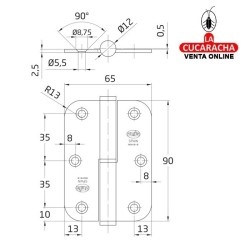 PERNIO ACERO CANTO REDONDO REMATE PLANO MODELO 423.