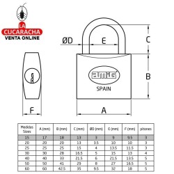 BLISTER 3-Candados Laton Arco normal Acero Llaves iguales MODELO 10.