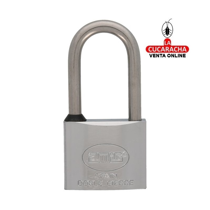 Candado Laton Niquelado arco largo Acero Inox MODELO 61.