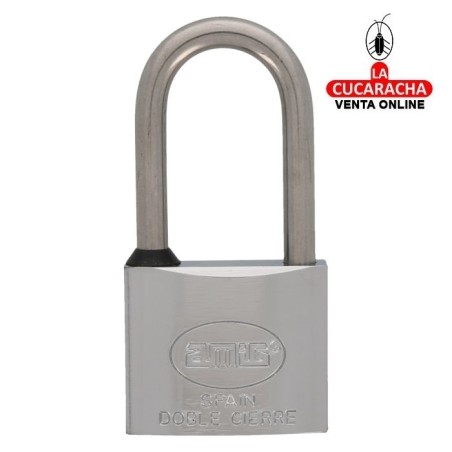 Candado Laton Niquelado arco largo Acero Inox MODELO 61.