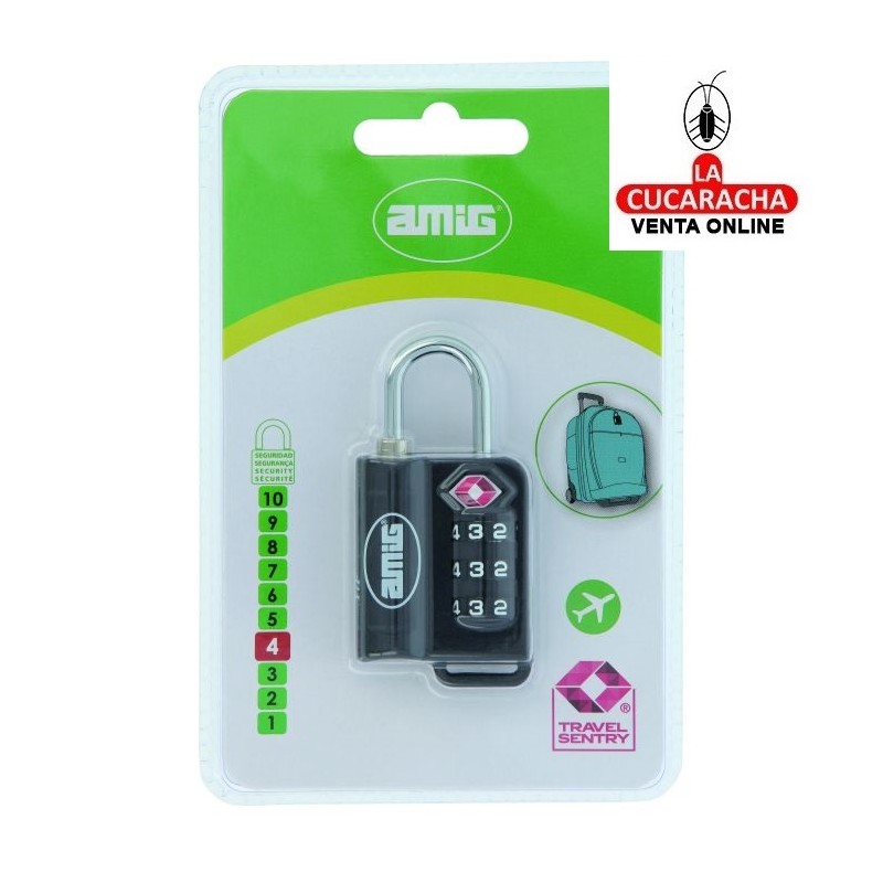 Candado COMBINACION POLIPROPILENO MALETAS AEROPUERTO MODELO 80TSA.