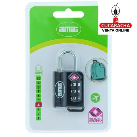 Candado COMBINACION POLIPROPILENO MALETAS AEROPUERTO MODELO 80TSA.