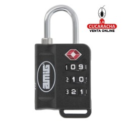 Candado COMBINACION POLIPROPILENO MALETAS AEROPUERTO MODELO 80TSA.