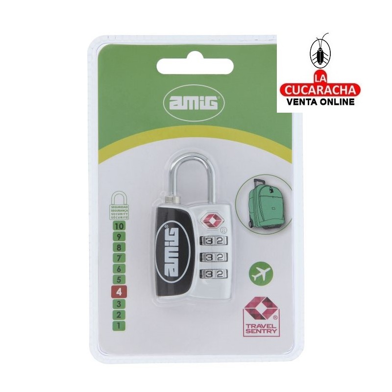 Candado COMBINACION ZAMAK MALETAS AEROPUERTO MODELO 81TSA.