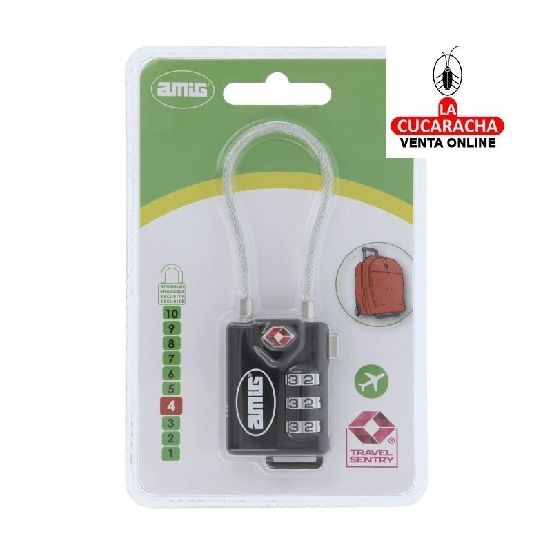 Candado COMBINACION ZAMAK MALETAS AEROPUERTO MODELO 82TSA.