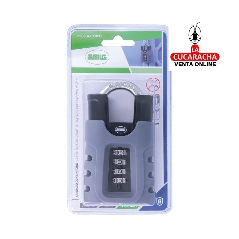 Candado COMBINACION ZINC Arco protegido de Acero MODELO 90AP FORTE.