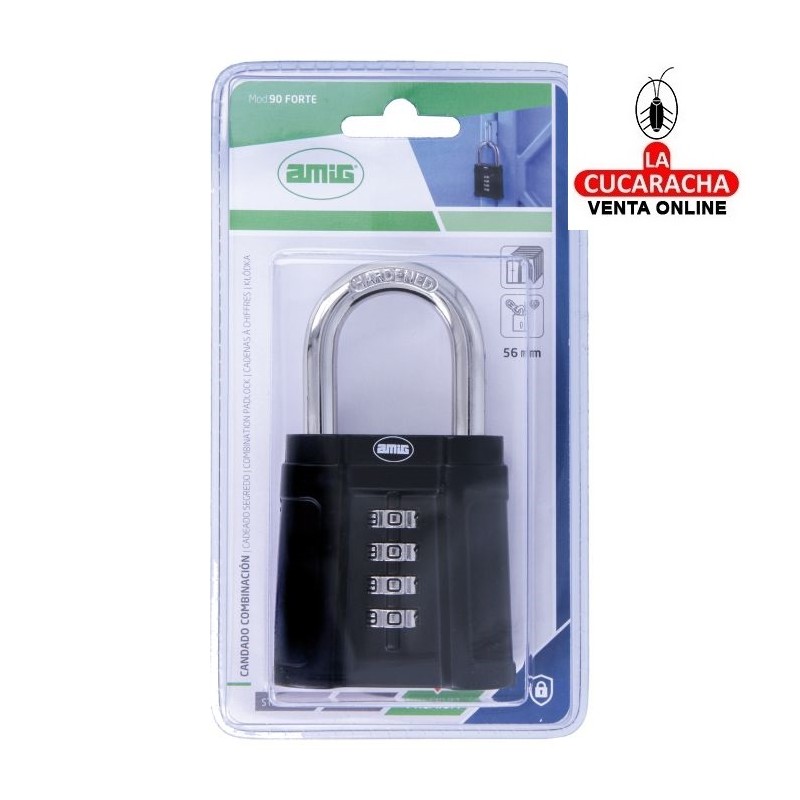 Candado COMBINACION ZINC Arco protegido de Acero MODELO 90 FORTE.