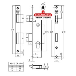 AMIG-CERRADURA EMBUTIR CARPINTERIA METALICA MODELO 720E.