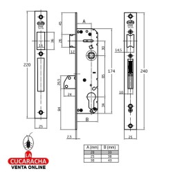 AMIG-CERRADURA EMBUTIR CON CILINDRO CARPINTERIA METALICA MODELO 740.