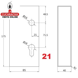 CAJA ACERO COLOCACION CERRADURA EMBUTIR GUIA Y PALANCA-GANCHO CARPINTERIA METALICA MODELO 745.
